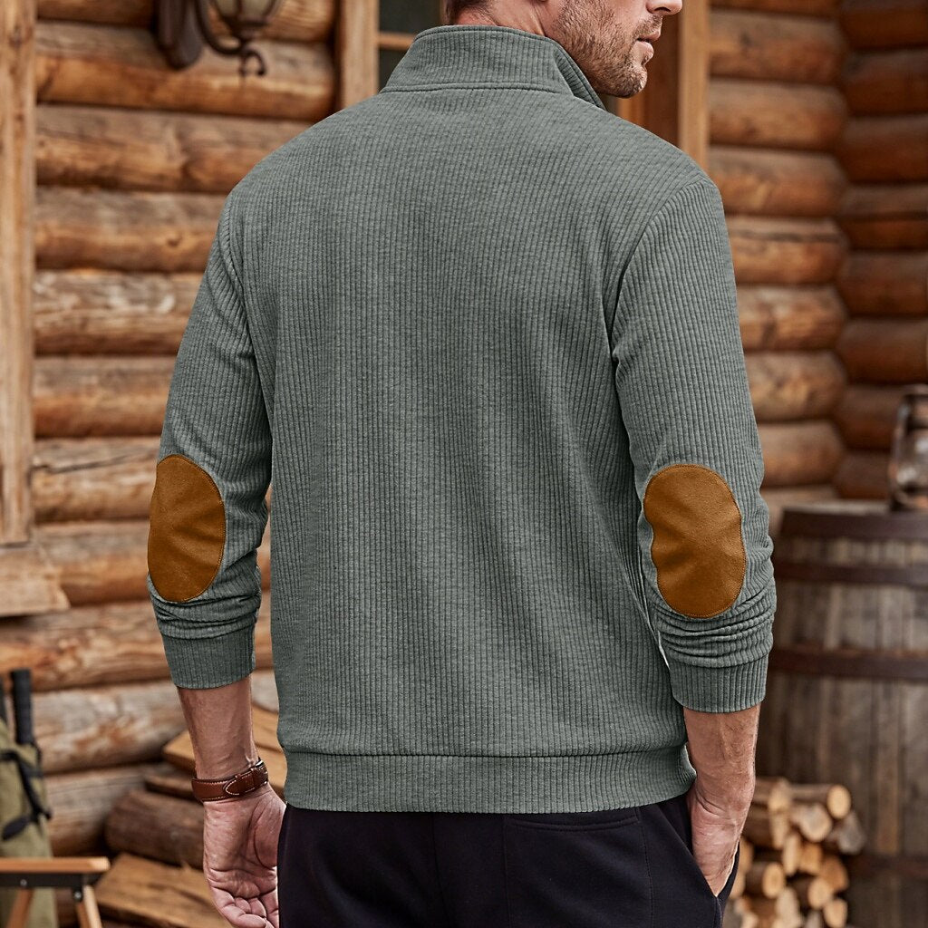 Colorblock Corduroy Quarter Zip Sweatshirt