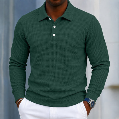Casual Textured Waffle Polo Shirt