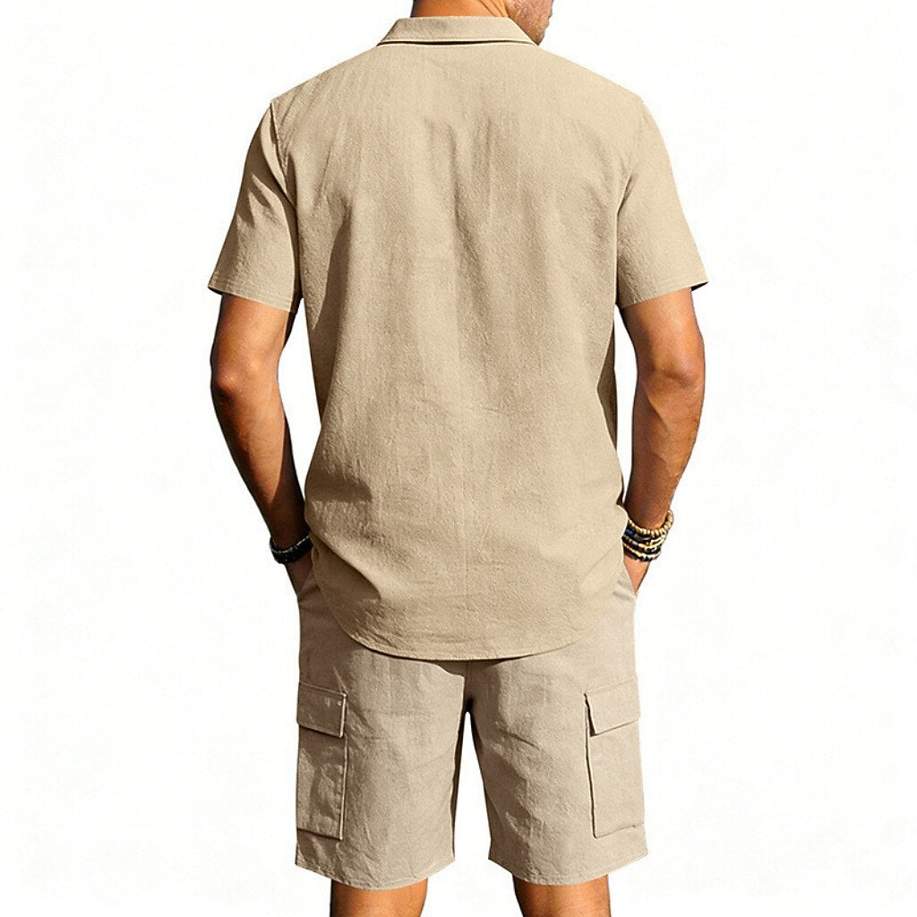 Cotton Linen Shirt & Shorts Set