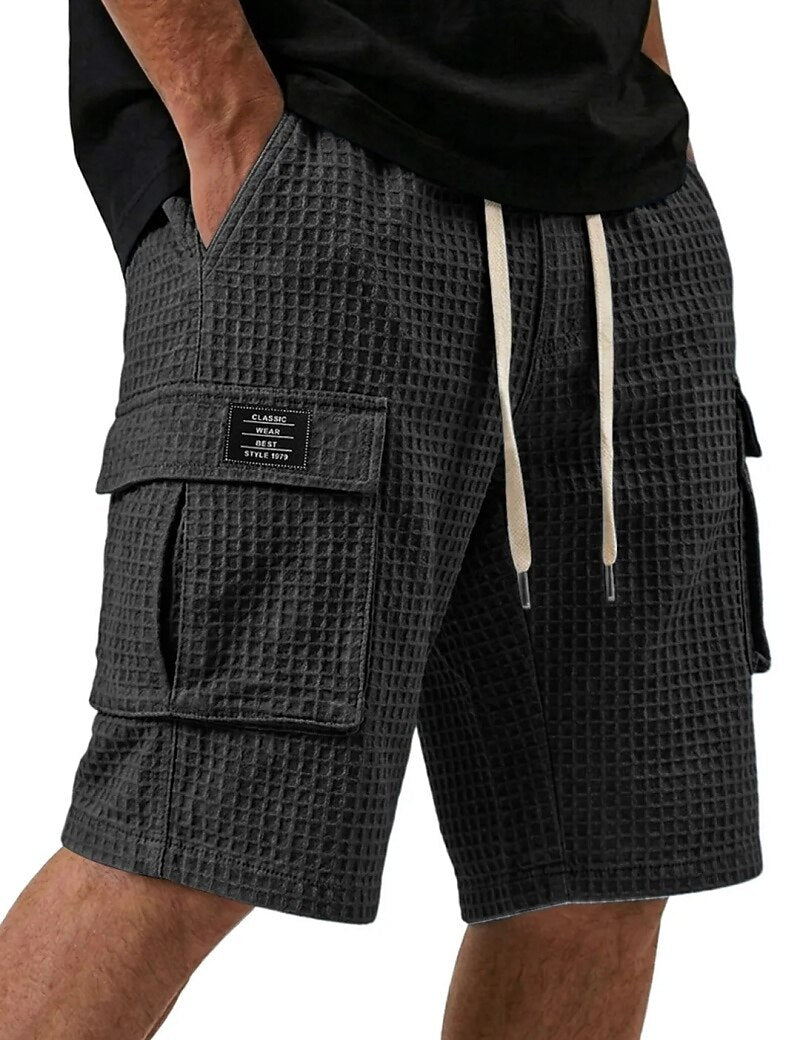 Lightweight Waffle Cargo Shorts With Pocket