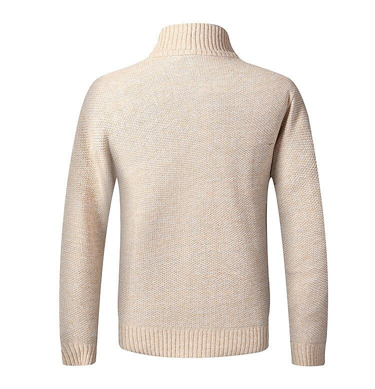 Fleece Ribbed Knit Zip Up Sweater Cardigan