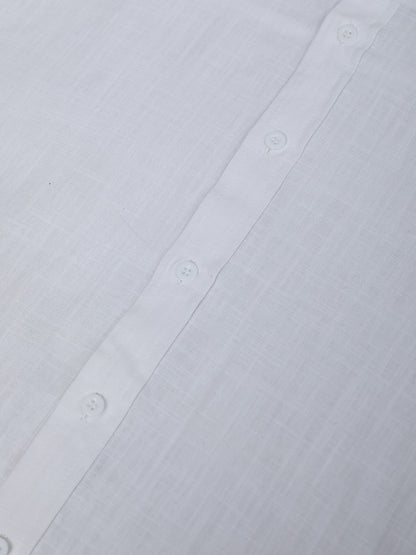 Soft Linen Shirt for Men - Band Collar Short Sleeve