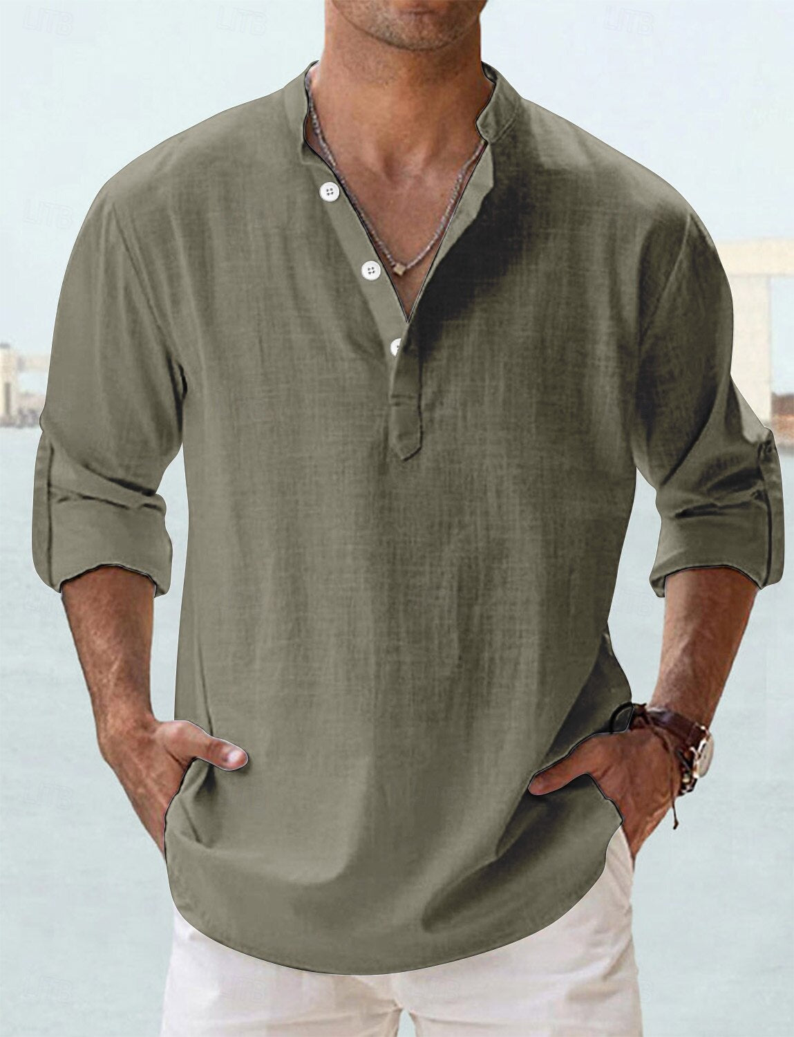 Men's Everyday Linen Shirt - Long Sleeve Button-Up