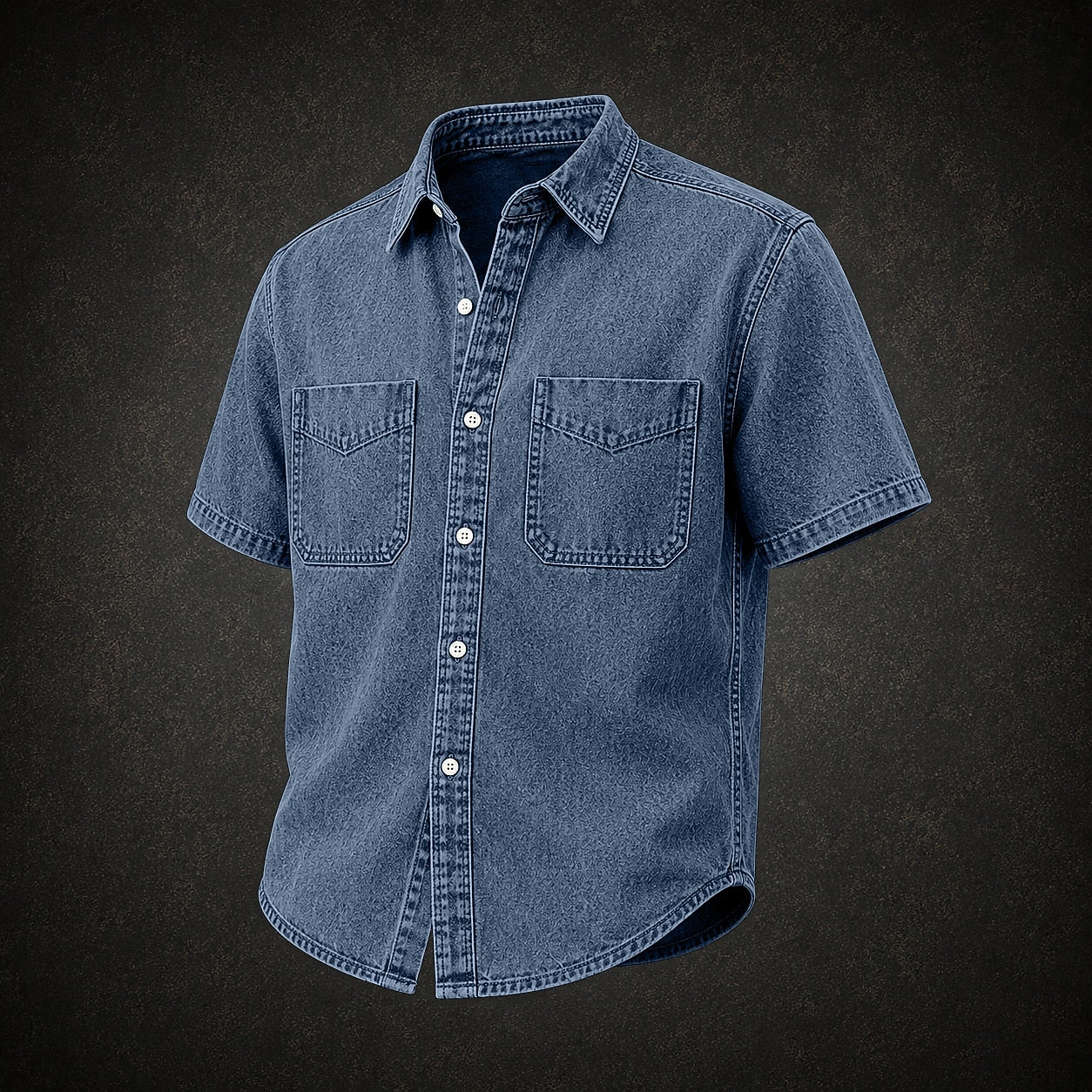 Broken-In Cotton Pocketed Denim Work Shirt