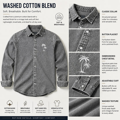Comfort Palm Tree Washed Cotton Shirt