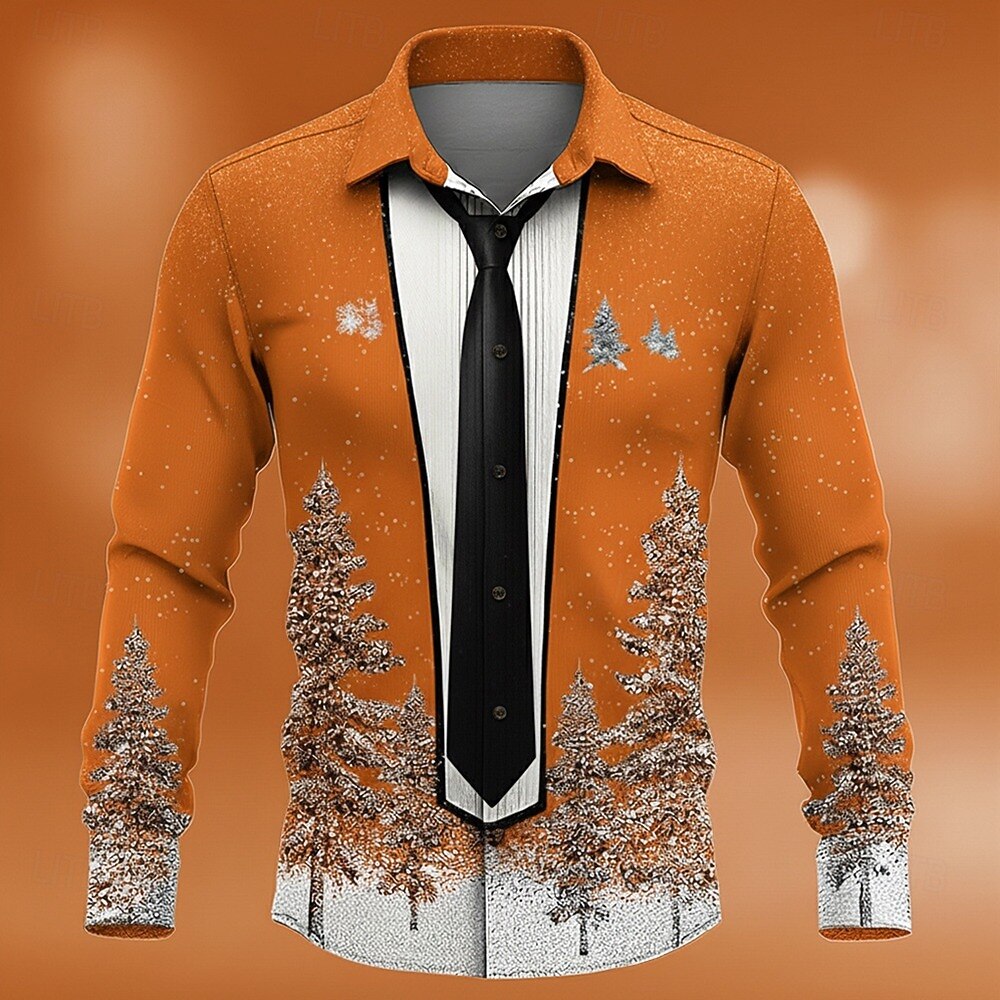 Christmas Suit Tie Costume Button Shirt