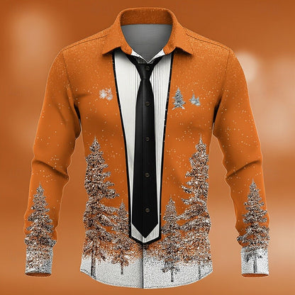 Christmas Suit Tie Costume Button Shirt