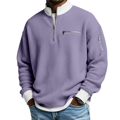 Half Zipped Waffle Polo Shirts