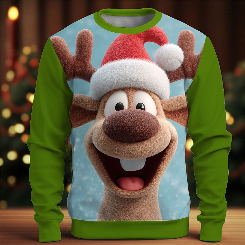 Christmas Elk Festive Party Crewneck Sweatshirt
