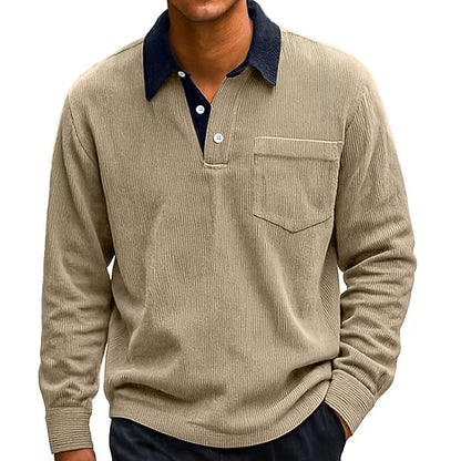 Colorblock Corduroy Polo Shirt