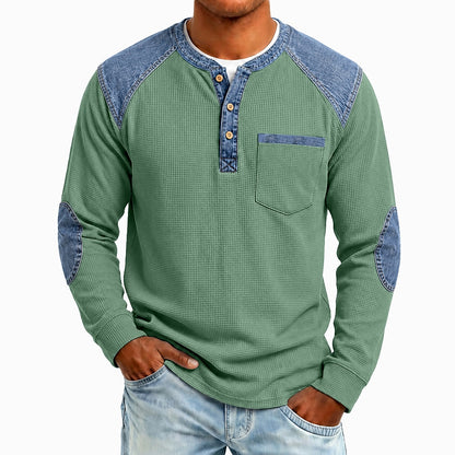 Vintage Waffle Henley Pocket Shirt