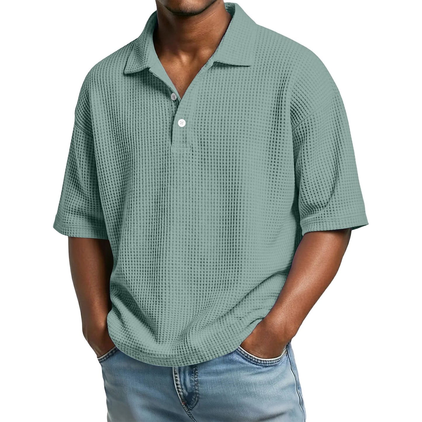 Men's Waffle Knit Polo Shirt
