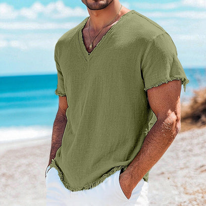 Breathable V-neck Linen Shirt