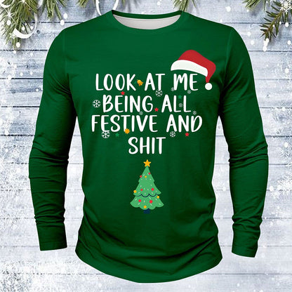 Men's Funny Santa Christmas Long Sleeve T-Shirt