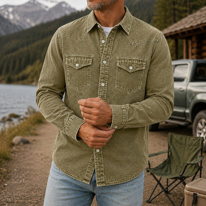 Washed Denim Cotton Casual Shirt