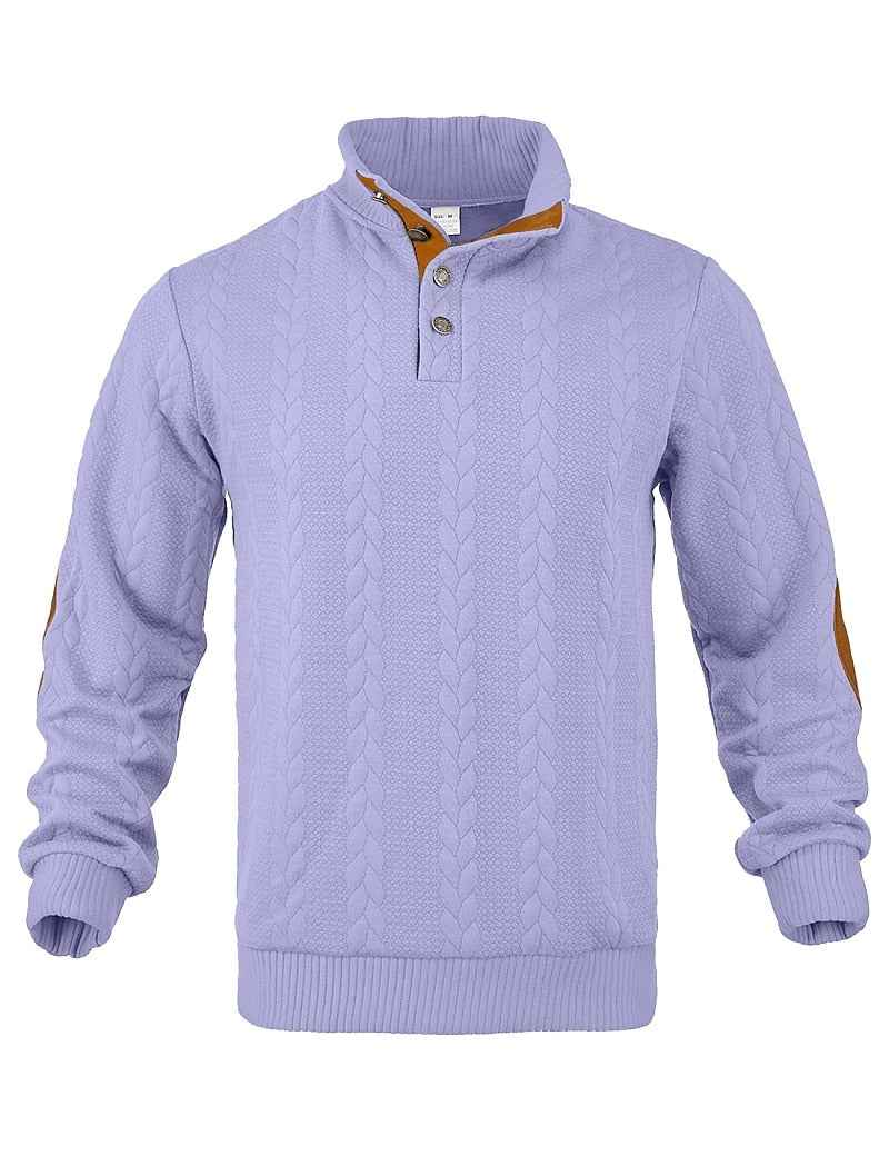 Jacquard Button Up Textured Sweatshirt