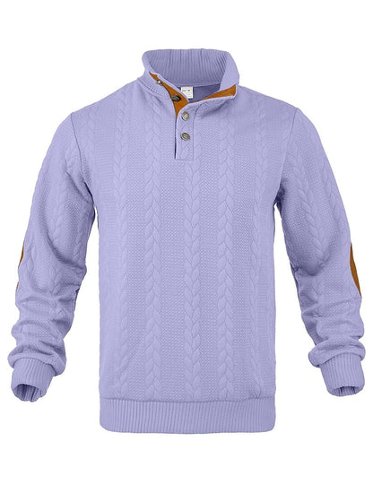 Jacquard Button Up Textured Sweatshirt