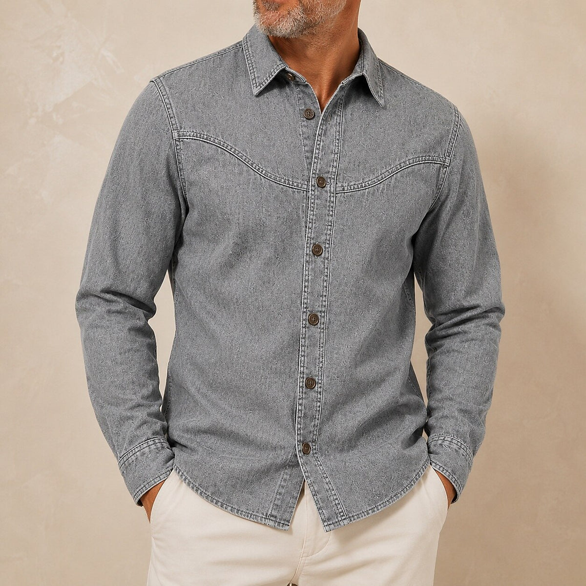 Broken-In Cotton Denim Shirt