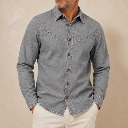 Broken-In Cotton Denim Shirt
