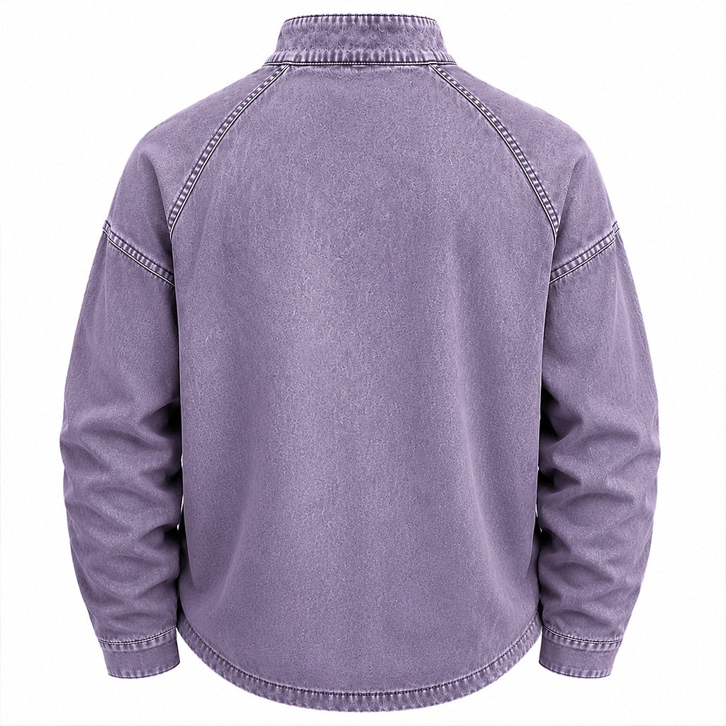 Broken-in Quarter Zip Cotton Henley Shirt