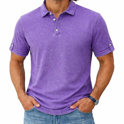 100% Cotton Acid Wash Polo Shirt