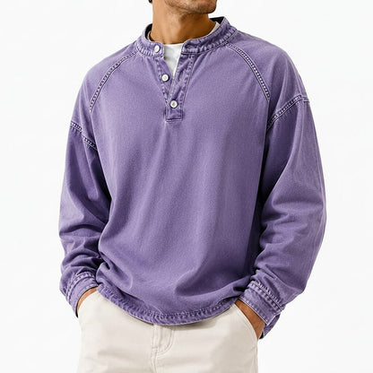 Broken-in Soft 100% Cotton Henley Shirt