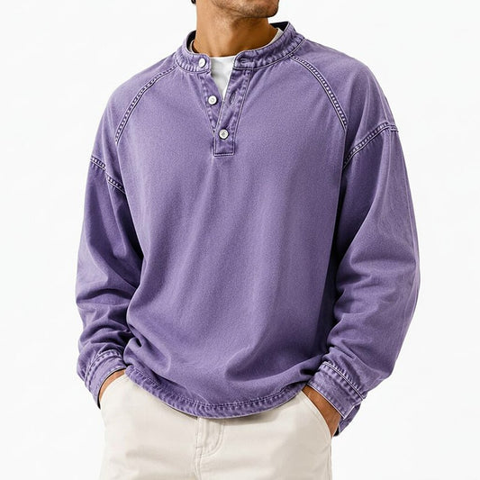 Broken-in Soft 100% Cotton Henley Shirt
