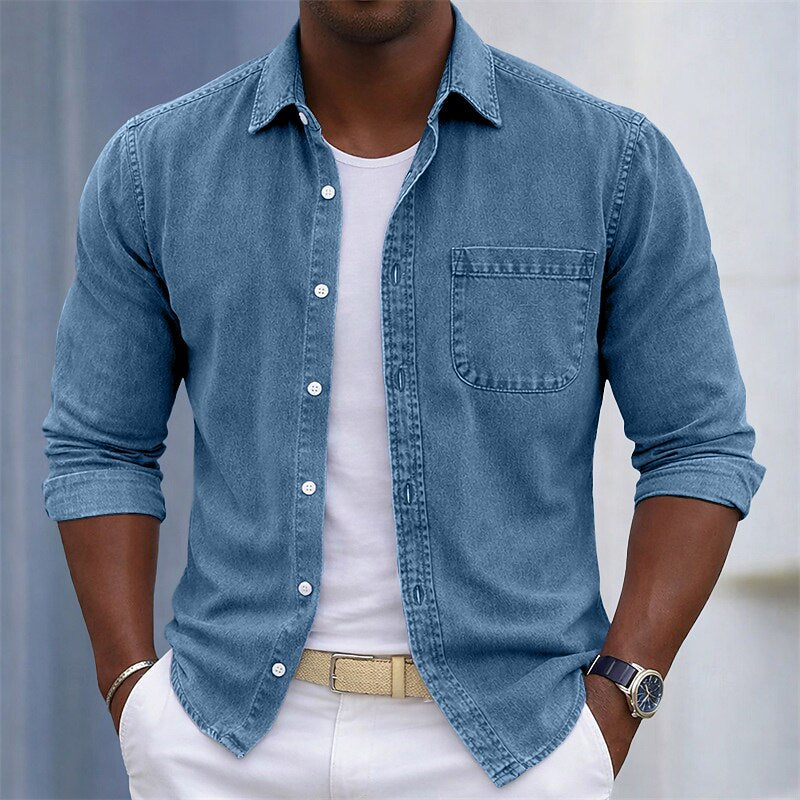100% Cotton Acid Wash Button-Up Shirt