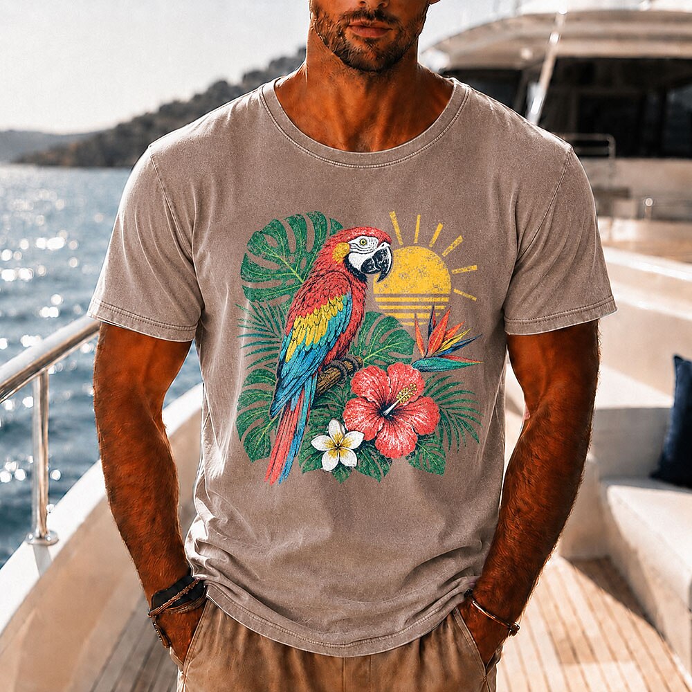 Broken-In 100% Cotton Floral Parrot Tee