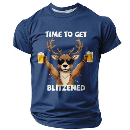 Men's Rocking Reindeer Beer Christmas Graphic Tee