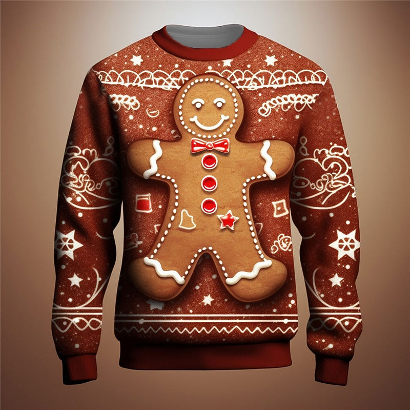 Men's Gingerbread Christmas Graphic Pullover Hoodie