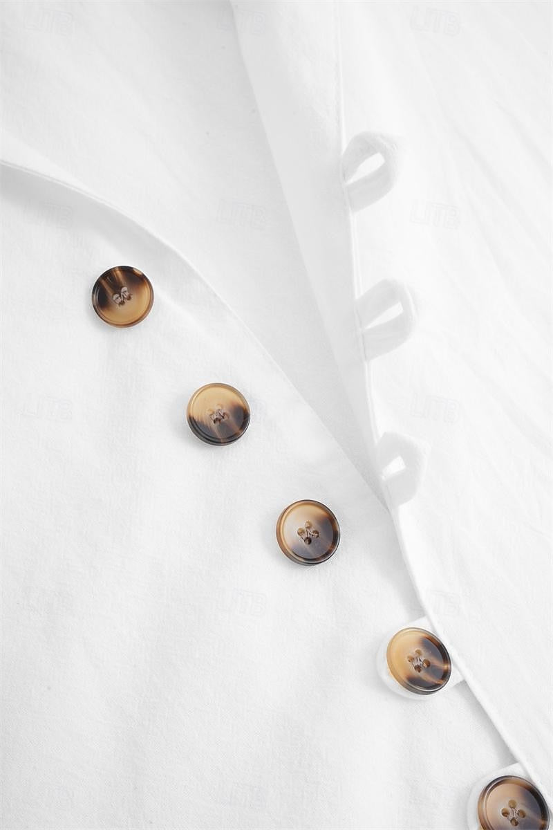 Men's Cotton Linen Shirt- Button-Up Band Collar