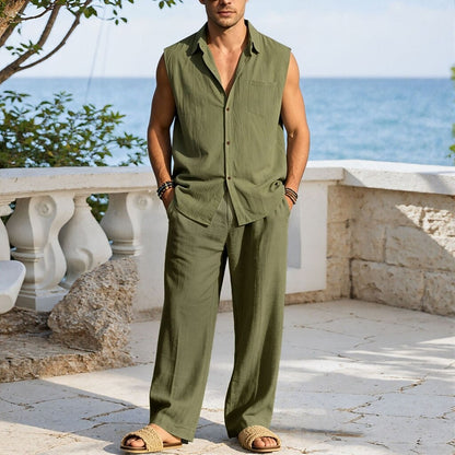 Men's 2-Piece Linen Shirt & Pants Set
