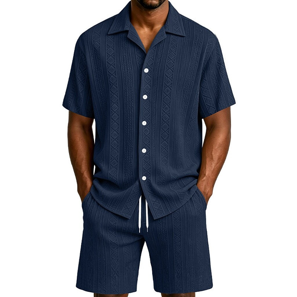 Men's Jacquard Shirt & Shorts Set