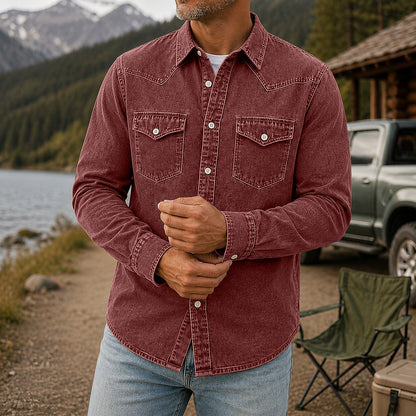 Washed Denim Cotton Casual Shirt