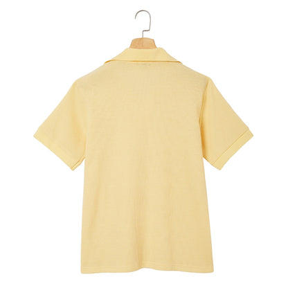 Textured Waffle Polo-Soft Summer Lapel Collar Shirt