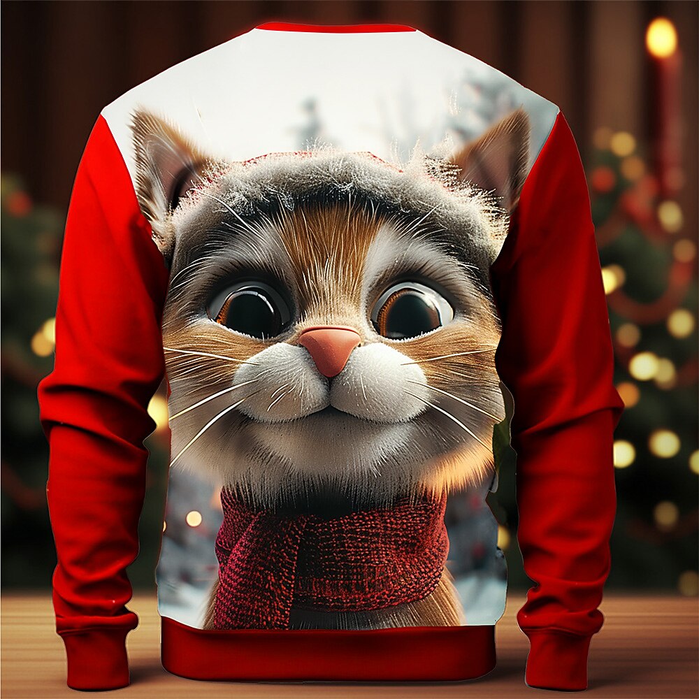 Christmas Funny Cat Graphic Crewneck Sweatshirt