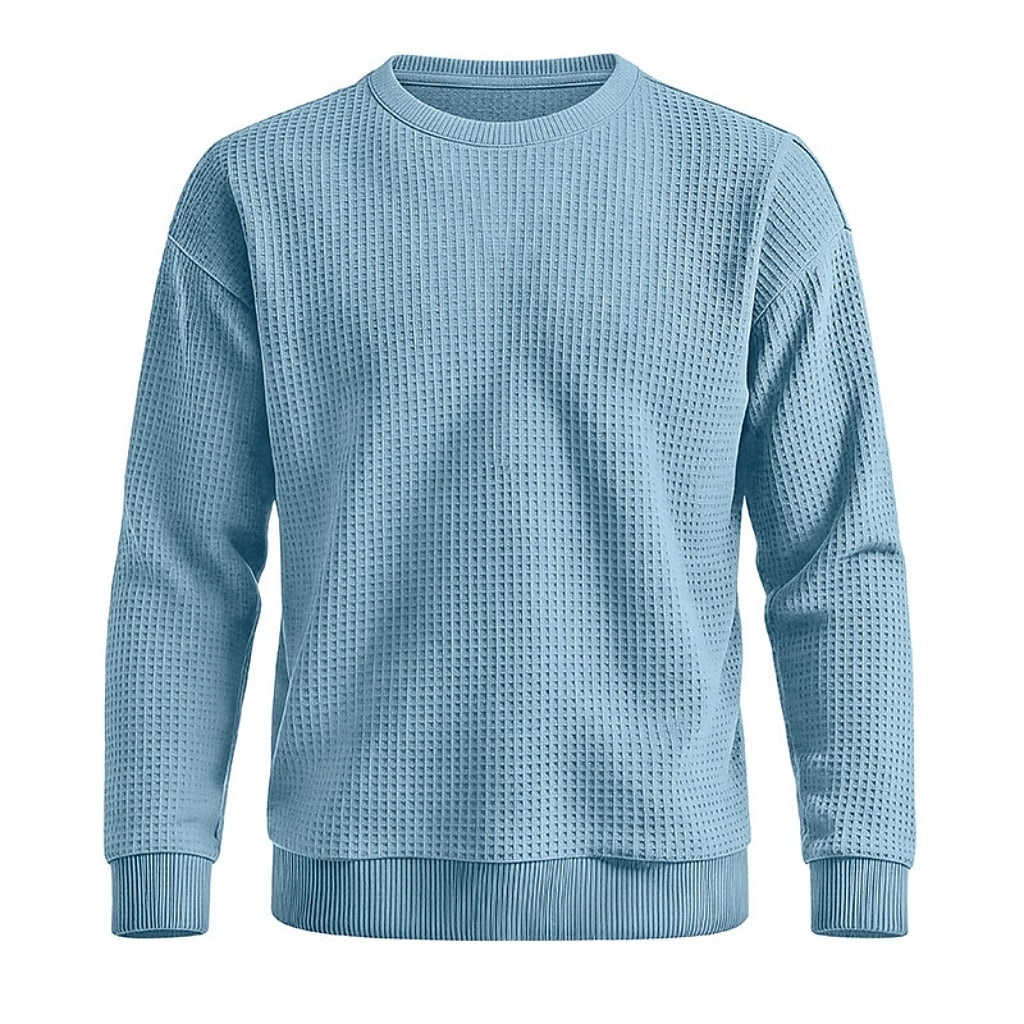 Classic Waffle Knit Crew Neck Sweatshirt
