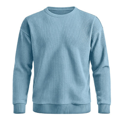 Classic Waffle Knit Crew Neck Sweatshirt
