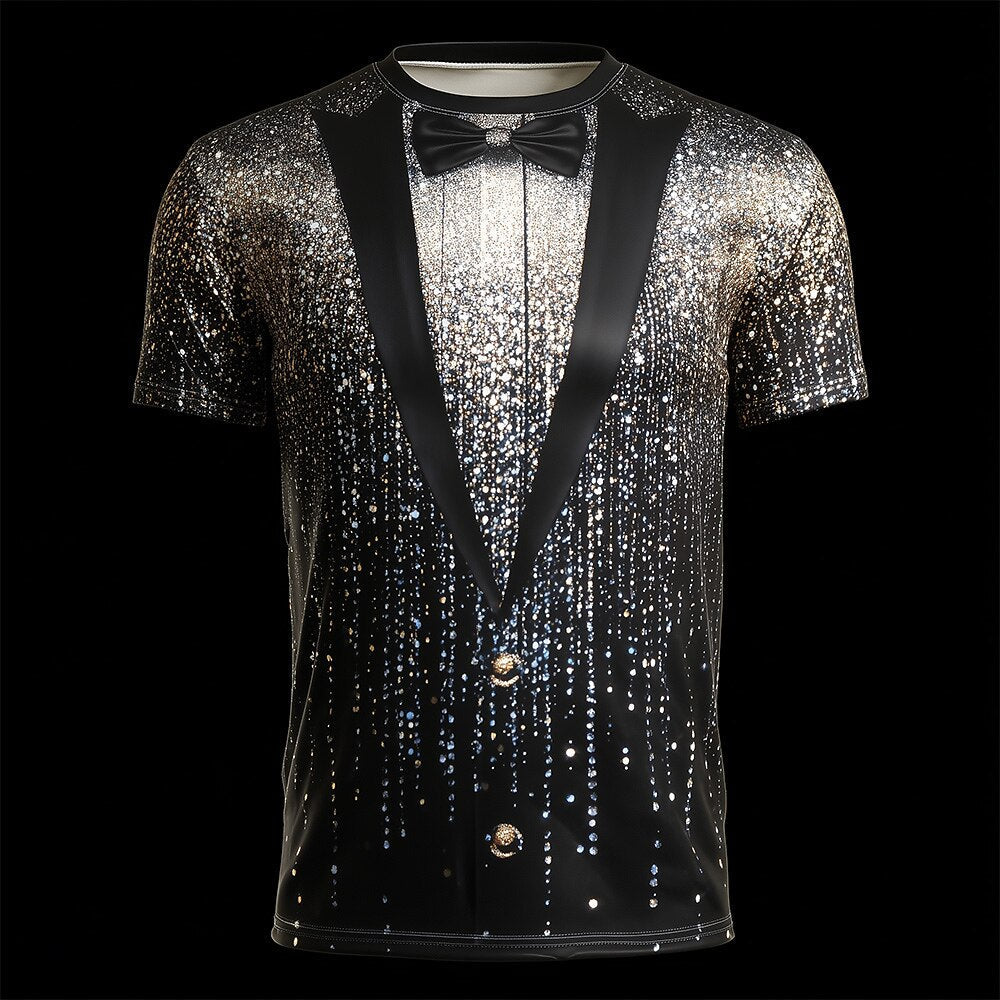 Men's Christmas Gold Tuxedo Party Tee