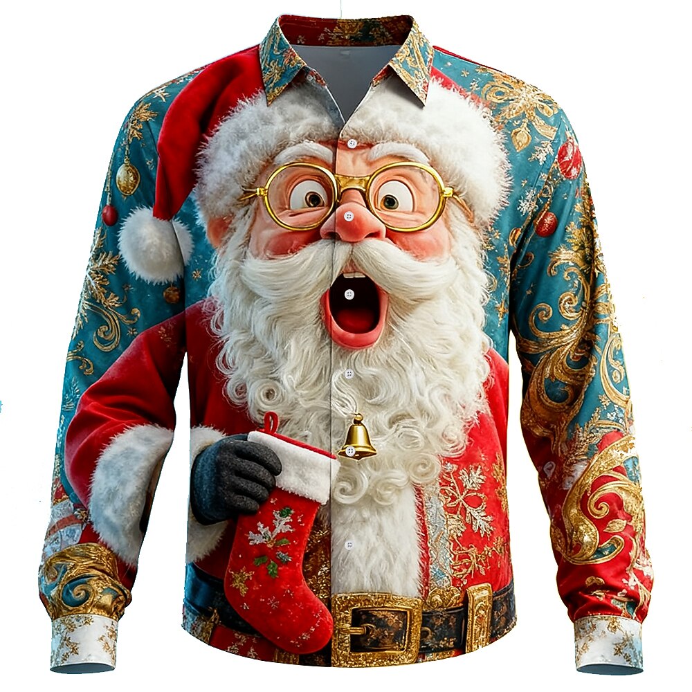 Men's Christmas Santa Tree Face Shirt