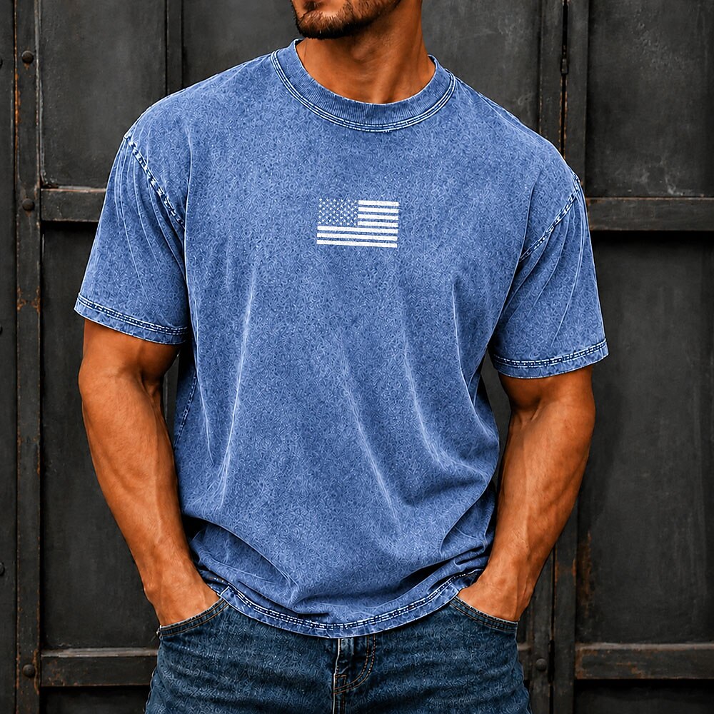 Broken-In 100% Cotton US Flag T-shirt