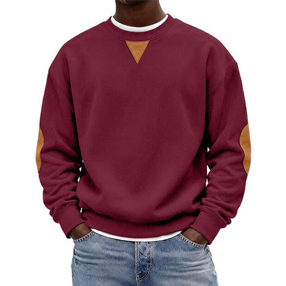 Patchwork Corduroy Crew Neck Sweatshirt