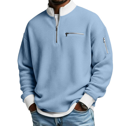 Half Zipped Waffle Polo Shirts