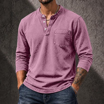 Vintage Washed 100% Cotton Henley Shirt