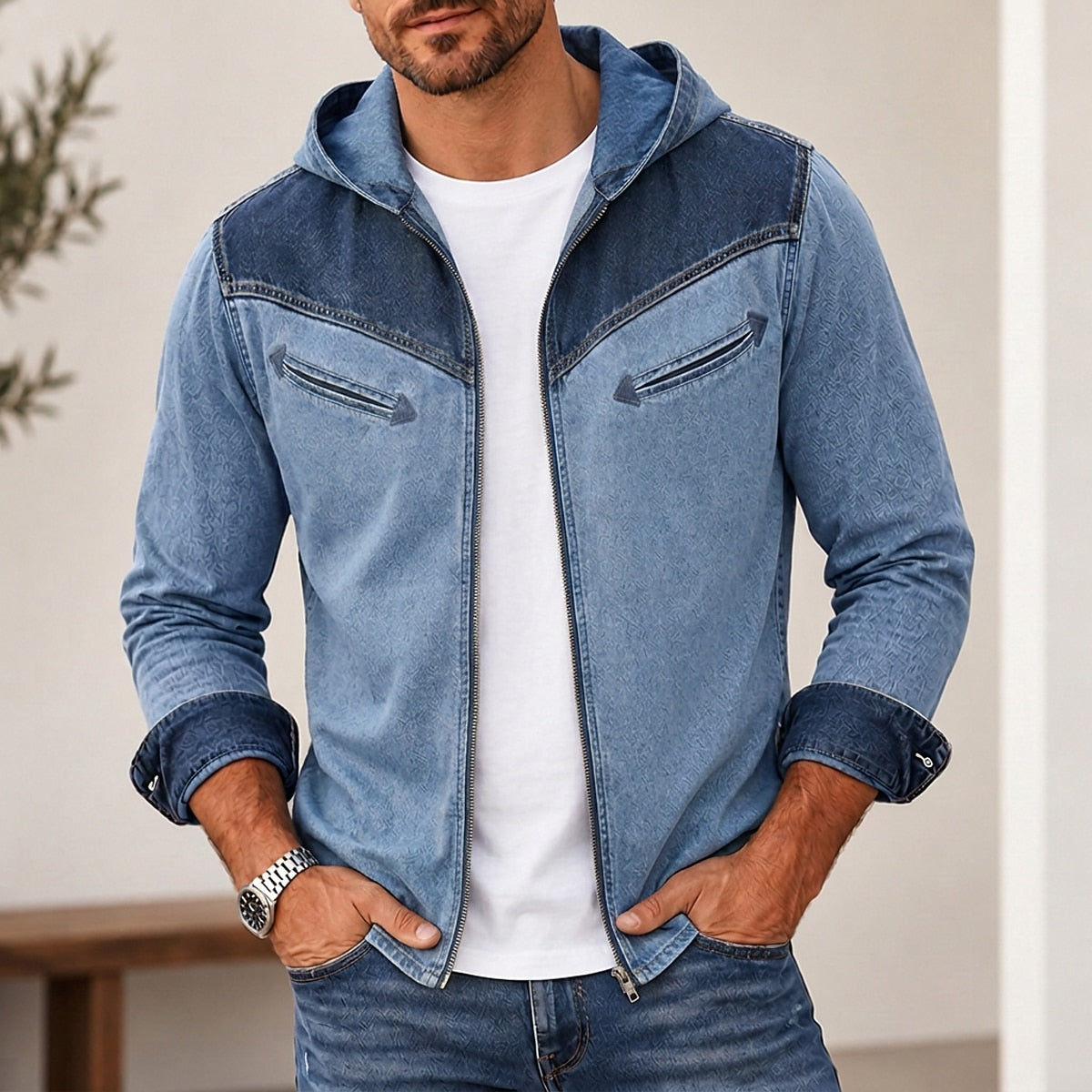 Broken-In Comfort Zipped Denim Work Shirt