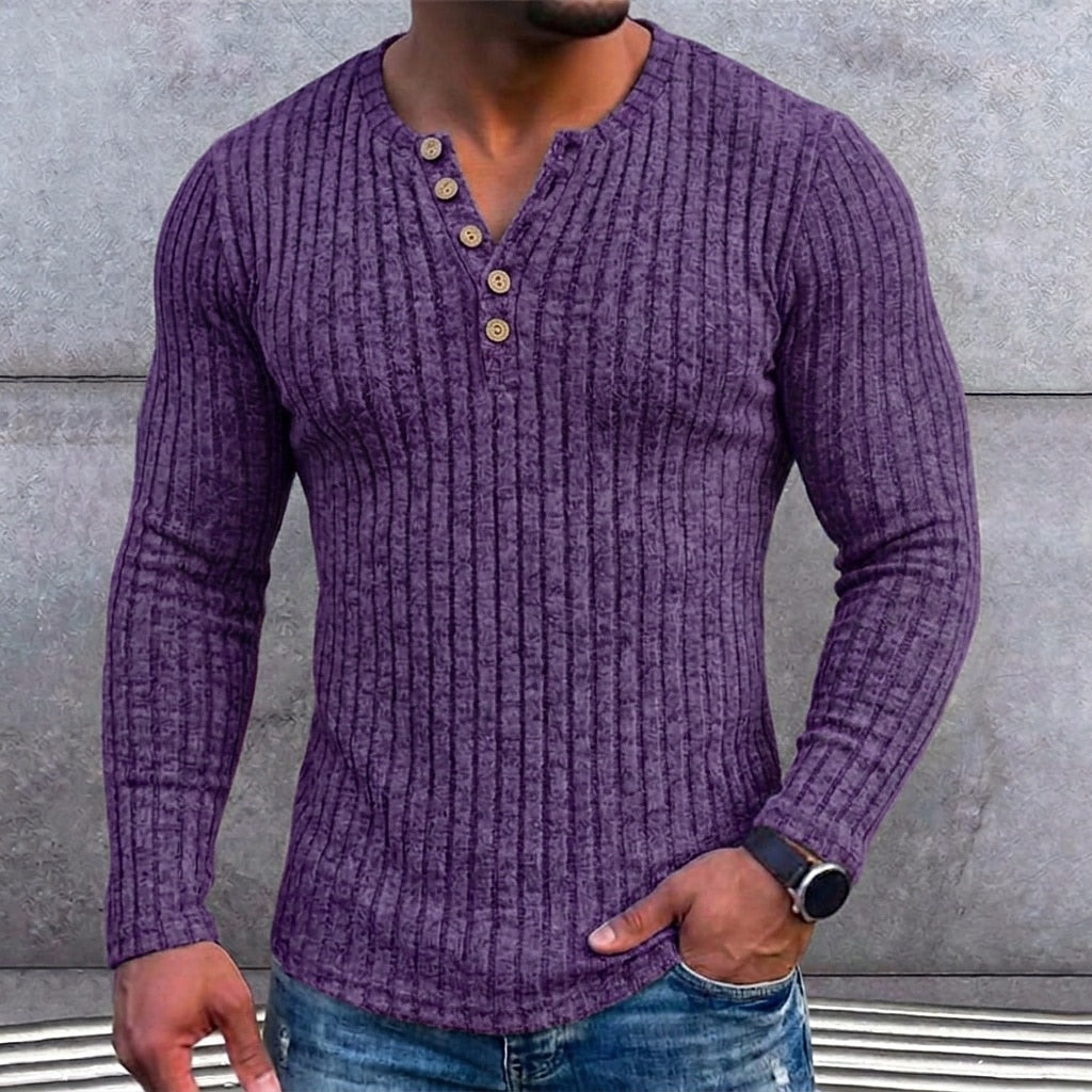 Vintage Ribbed Fleece Henley Shirt