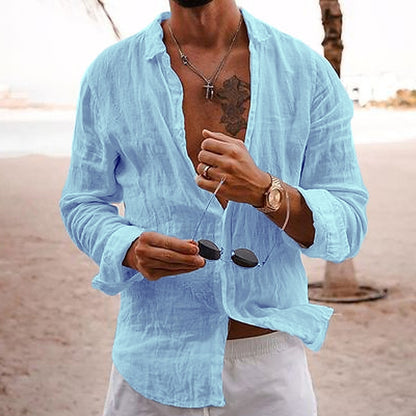 Cotton Linen Button-Up Shirt