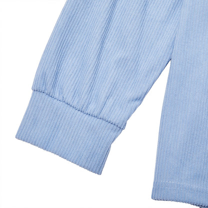 Patchwork Corduroy Zipped Henley Shirt