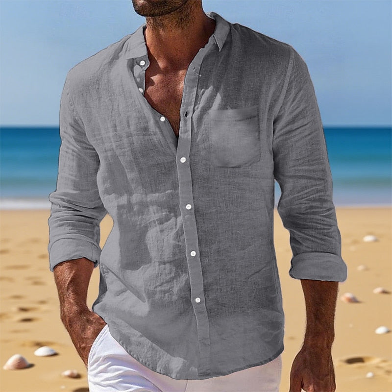 Casual Cotton Linen Shirt - Breathable and comfortable